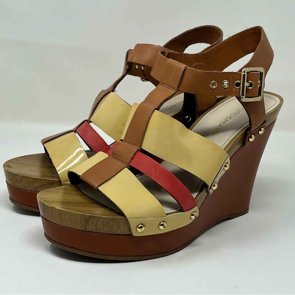Womanās Arturo Chiang Brown Patent Leather Wedges Sz 10 / Euro 40ā